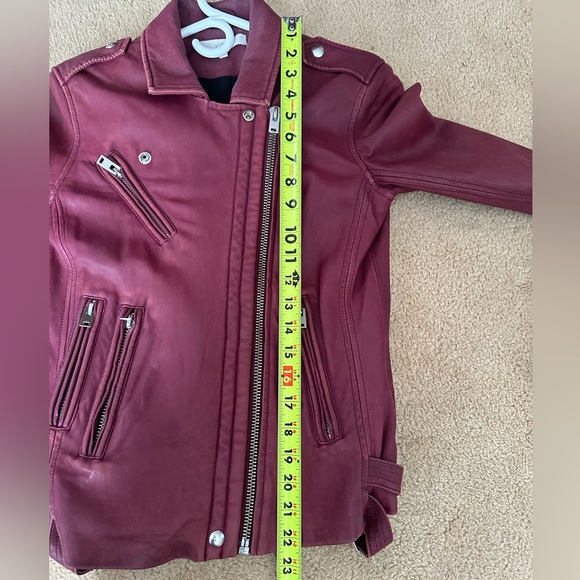 IRO Han Burgundy Red Lamb Soft Leather Biker Jacket Size 36 Gorgeous! - Picture 10 of 12